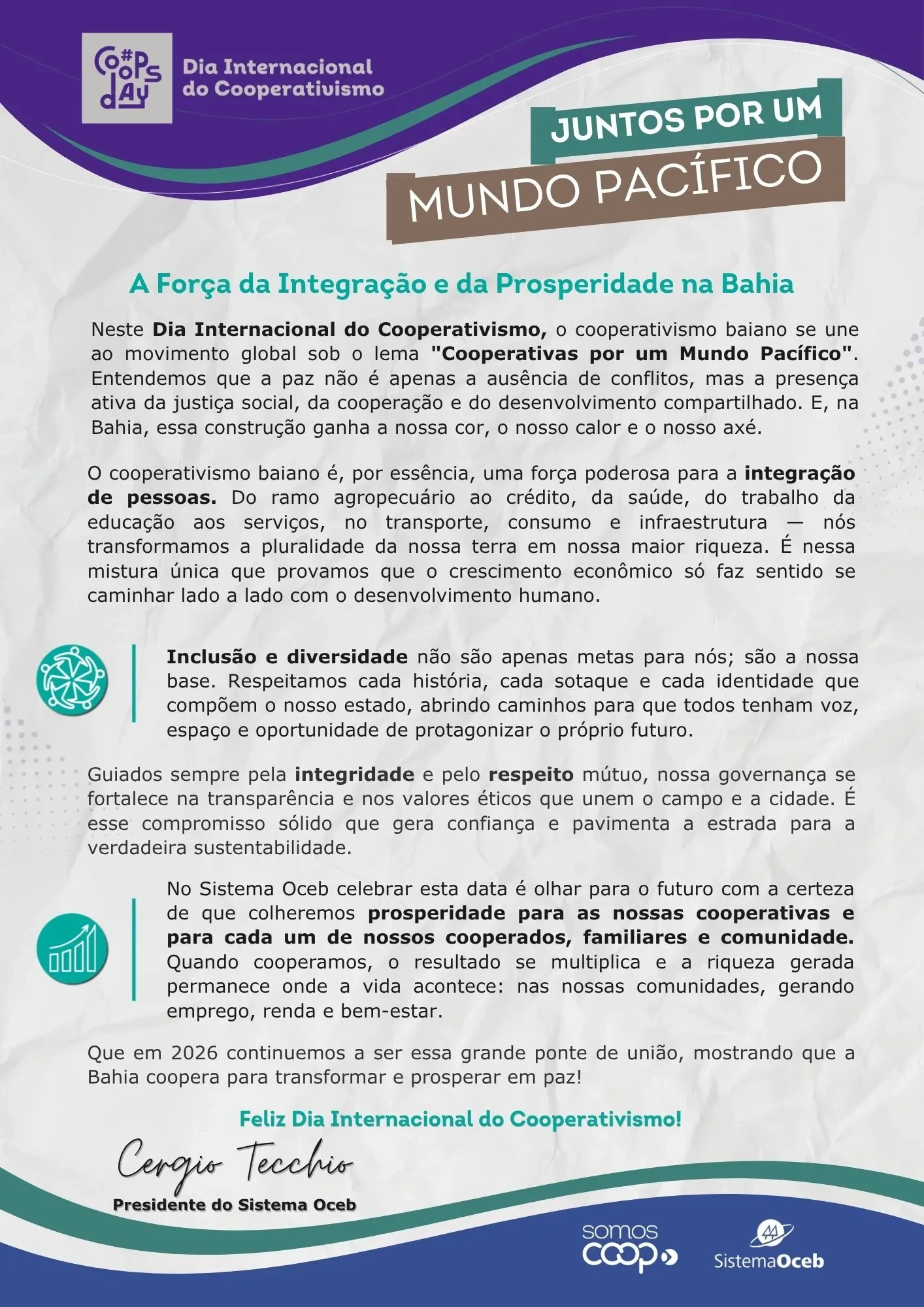 MENSAGEM Coops Day 2026 Presidente do Sistema Oceb