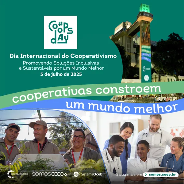 Elevador Lacerda iluminado para o Dia Internacional do Cooperativismo 